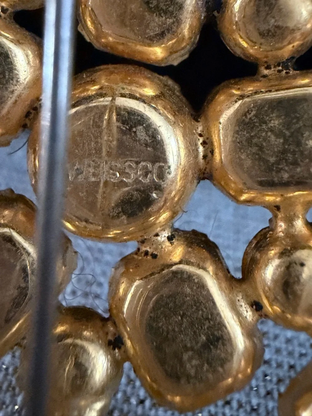 Rare Vintage Weissco Gold-Tone Amber and Champagne Crystal Brooch